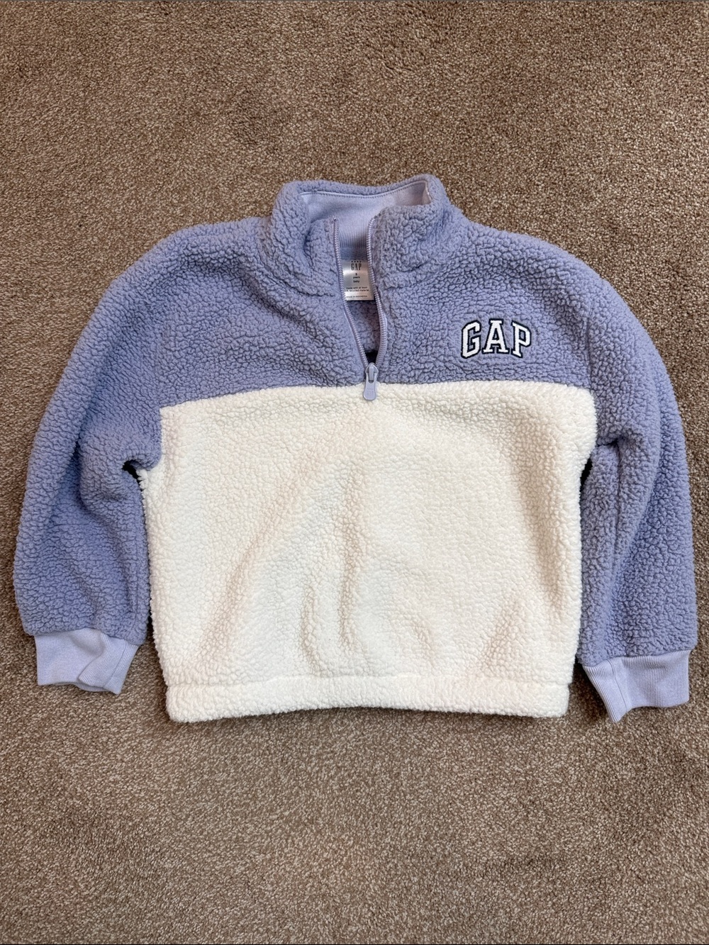 GAP Lavender & Cream Sherpa Half-Zip Pullover